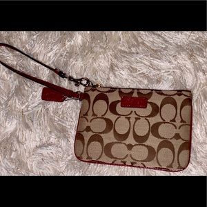 Brown And Red Coach Wristlet